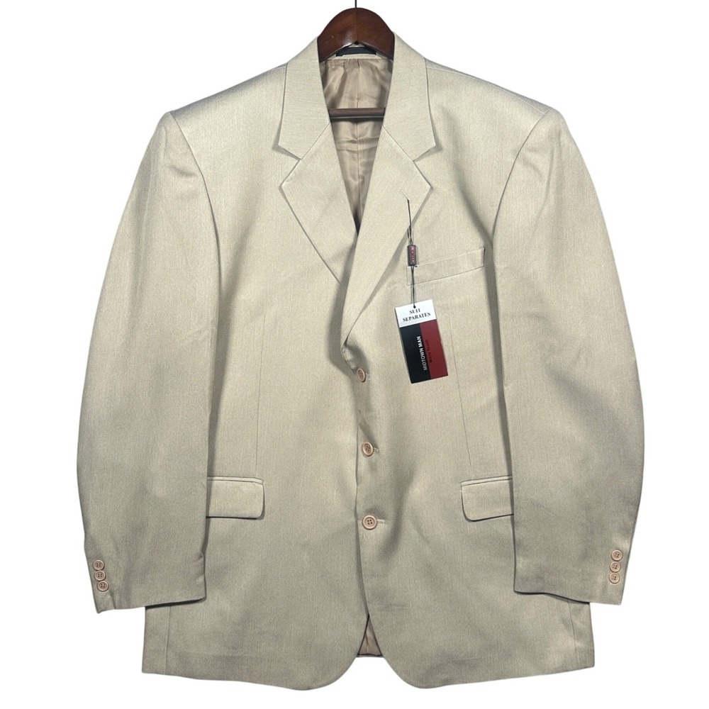 Midtown Man Suit Jacket Mens 48L Tan NEW Micro Touch 3 Button Blazer